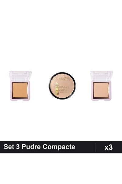 Makeup Set 3 Pudre Compacte Ruby Rose și Eveline Cosmetics, Nuante Diverse, M...
