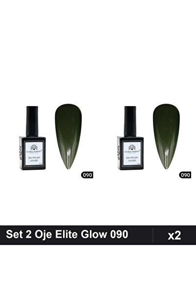 Makeup Set 2 Oje Semipermanente Global Fashion Elite Glow 15ml, Nuanța 090, G...