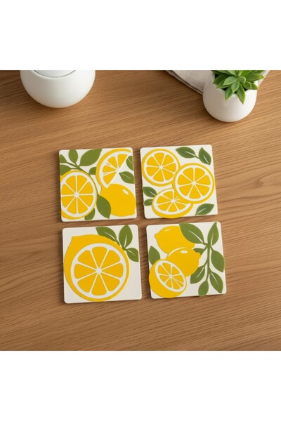 ecolia store Lemon Themed Set of 4 Coasters |   Kitchen, Coffee Corner, and S...