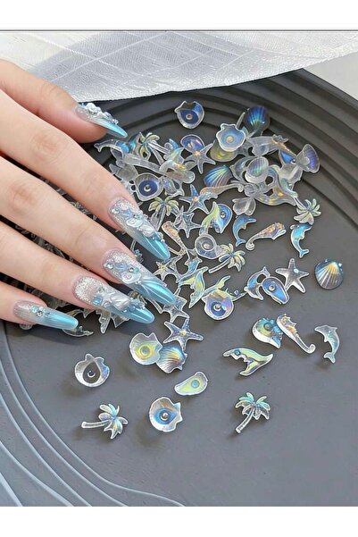 Hony Cute Marine Nail Art Decorations - 50Pcs with Summer and Ocean Designs