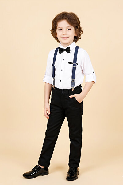 MODANINO Boy's 4-Piece Set (Pants+Shirt+Suspender Belt+Bow Tie) 12664B