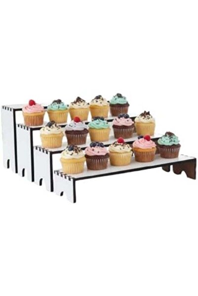 Mirfa Wooden Stackable Tiered Riser Display Stands (1 Set of 4 Stands) - White