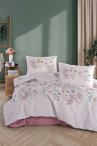 DENİZLİ ÇEYİZ Clasy Double 4 Season Quilted Duvet Cover Set in Nautical Pink