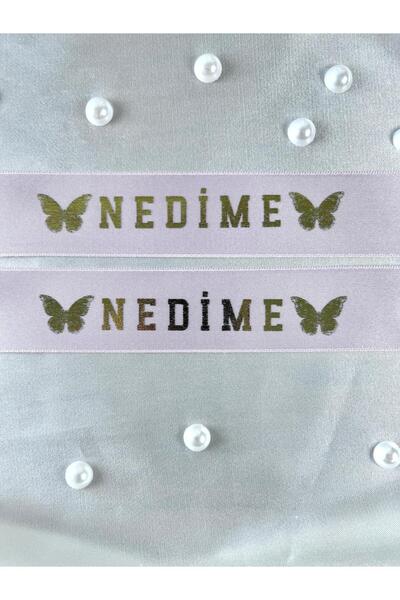 EvremStore Pudra Üzeri Gold Varak Baskı Nedime Kurdelesi 2 Adet