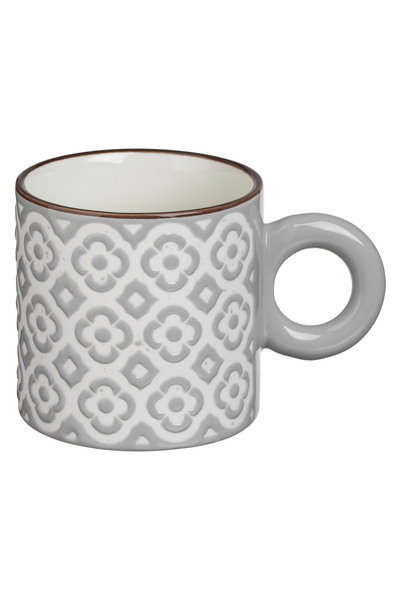 Zumzeria Mini Gray Ceramic Mug with Floral Relief Pattern 200ml