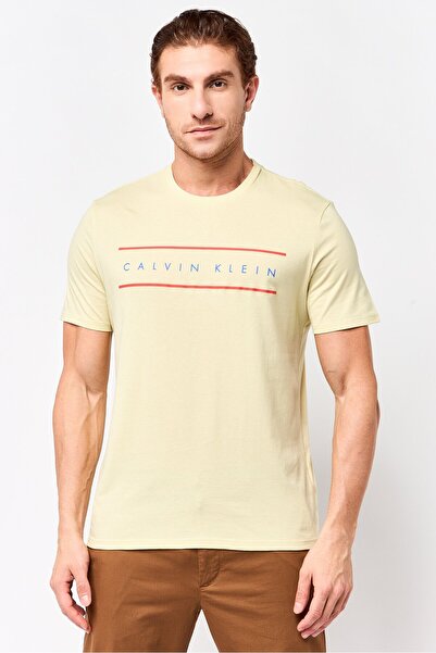 Calvin Klein Jeans Men Crew Neck Short Sleeve Graphic Print T-Shirt, Light Lime