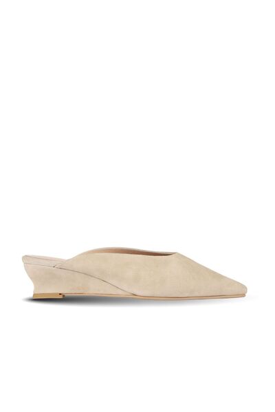 BUENO Shoes Beige Suede Women's Heeled Slippers 39Wt3150