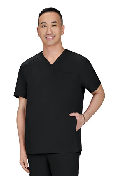 KOI Happiness Cureology Stasis Men's Medical Lab Coat, Black (C652)