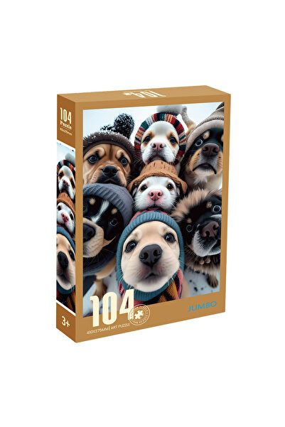 Zumzeria Puzzle Dogs with Hats in Snow (104 pieces)