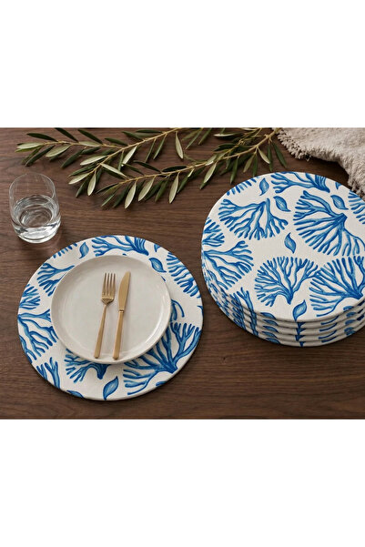 Econice American Service, Blue Coral Pattern Digital Printed Supla (6 Pieces)