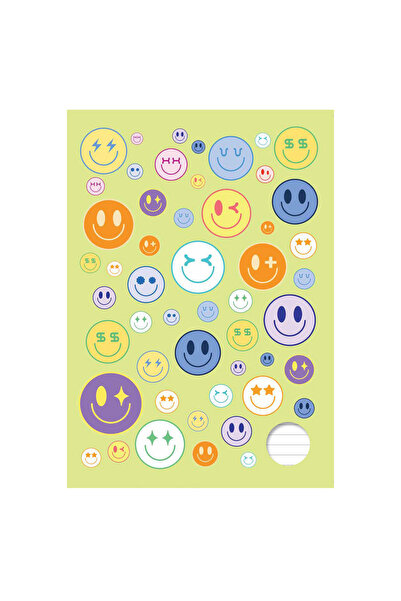 Zumzeria Student Notebook A4 Dictation Green Cover with Emoji Pattern - 80 Sh...