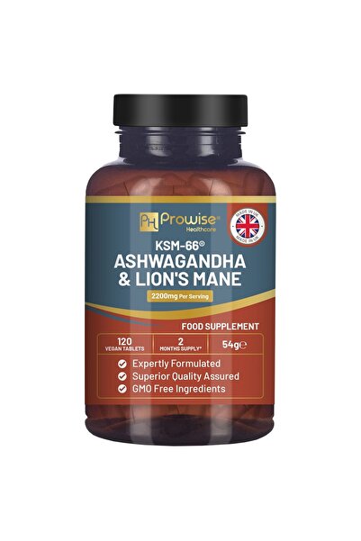 PH PROWISE Healthcare KSM-66 Comprimate Ashwagandha și Lions Mane – 2200mg de...