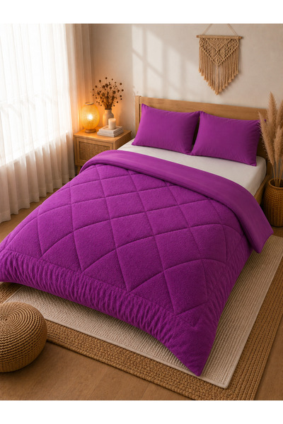 Violacasa Exclusive Welsoft Double Duvet Set with Pillowcase Purple