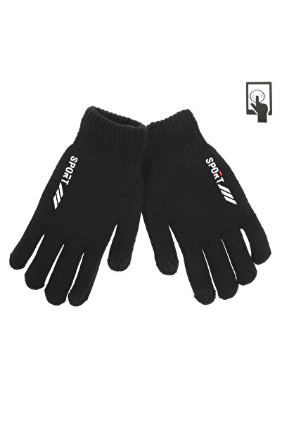 Zumzeria Mănuși tricotate negre  "Sport " pentru ecrane tactile, pentru bărbați