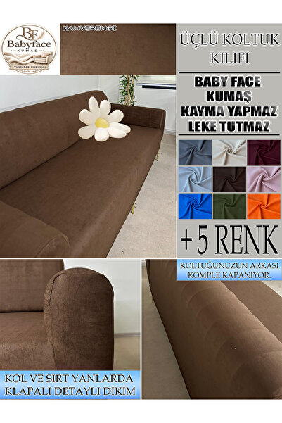 İLYEVTEKSTİLİ Baby Face Kumaş 3 lü Koltuk Kılıfı, Tam kaplama Yumuşak Dokulu ...