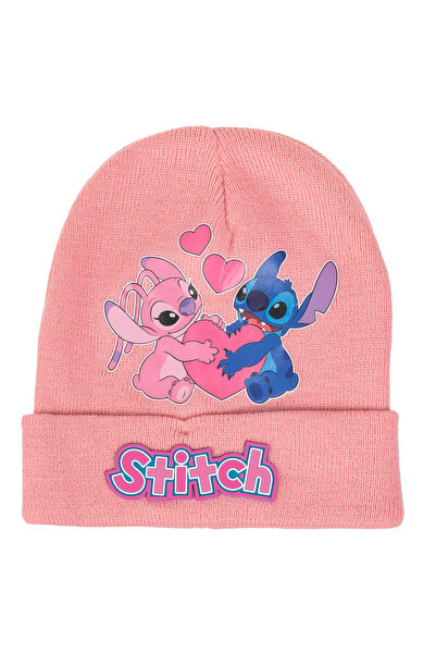 Zumzeria Căciulă roz cu Stitch și aplicație din cauciuc pentru copii