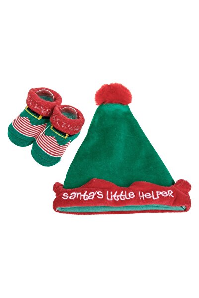 Zumzeria Set Caciulita & Sosete Bebe de Craciun "Santa's Little Helper"