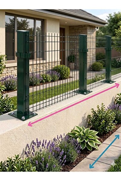 KONSEP Panel Çit Takımı 4 MM yeşil yükseklik 50 cm uzunluk 250 cm ÇUBUKLU 1 adet