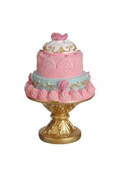 Zumzeria Tort decorativ de Crăciun în culori pastelate, cu bază aurie Ø10x17cm