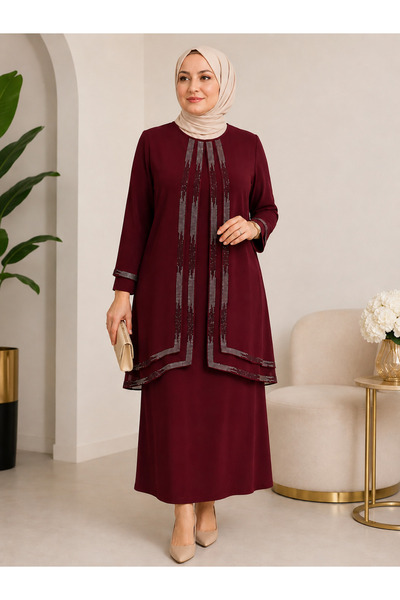 Giyinen Mağazaları Rochie de seară elegantă Ahsen, brodată cu pietre, pentru ...