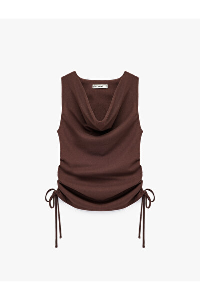 Koton Slim Fit Sleeveless Gathered Collar Blouse with Wrinkle Tie Detail