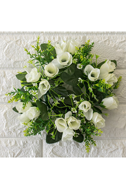 Zumzeria Spring Decorative Wreath with White Flowers & Green Leaves Ø23cm