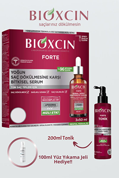Bioxcin Forte Intensive Anti-Hair Loss Set: Serum 3X50Ml + Tonic 200ml + 100m...