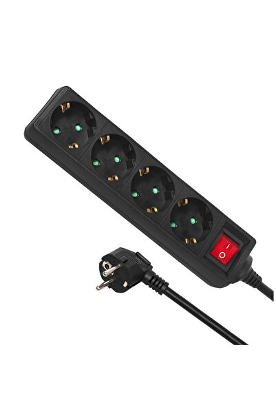 Maclean Prelungitor cu 4 prize, 5 m, negru (MCE194)