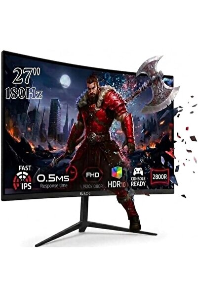 BLACK Gaming Monitor curved 27" inch FHD,180Hz Computer Display Screen 1080P(...