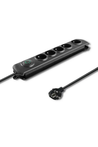 Qoltec Bară anti-supratensiune 3.0M 5 prize NEGRU/Modern