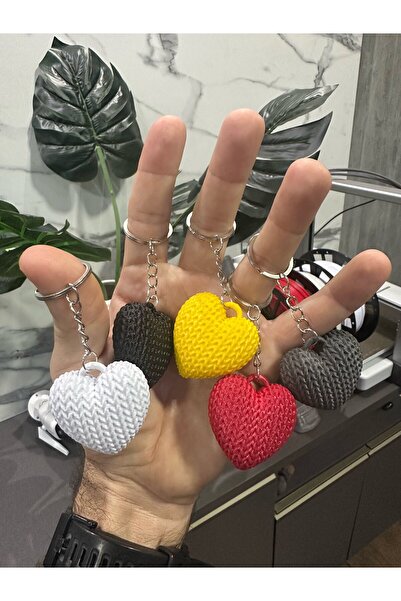 Dokulu Kalp Anahtarlık 3D Baskı Renkli Çanta Süsü Hediyelik Aksesuar