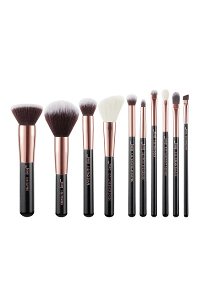 Jessup 10pcs Black/Rose Gold Mix Hair Brush Set