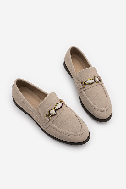 Marjin Women's Loafer Moccasin Buckle Stoned Classic Casual Shoes Savira Beig...