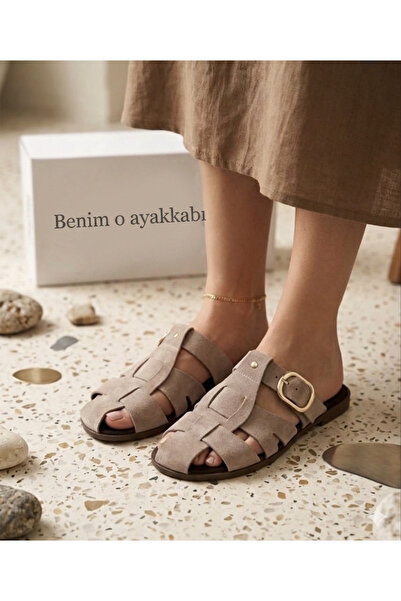 BENİM O AYAKKABI Women's Real Leather Genuine Leather Casual Slippers