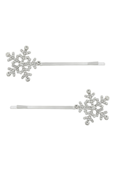 Zumzeria Silver Snowflake Hair Clips with Glitter for Christmas - 2pcs