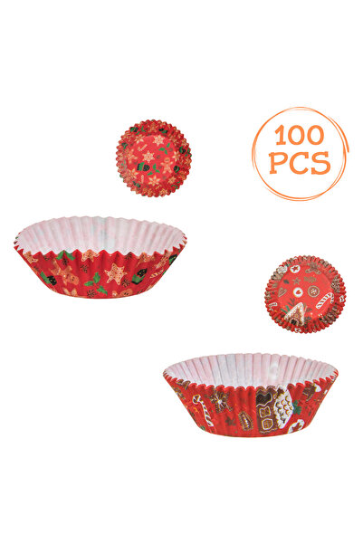 Zumzeria Christmas Cupcake Baking Cups in Red Paper with Gingerbread Man Desi...
