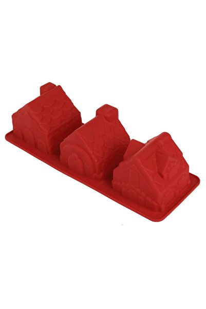 Zumzeria Silicone Baking Mold with 3 Gingerbread House Compartments 24x6x8.5cm