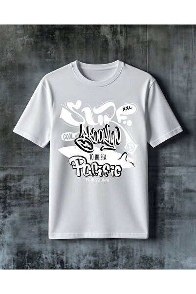 COMVİCHO Sea Graffiti Printed Oversize T-Shirt