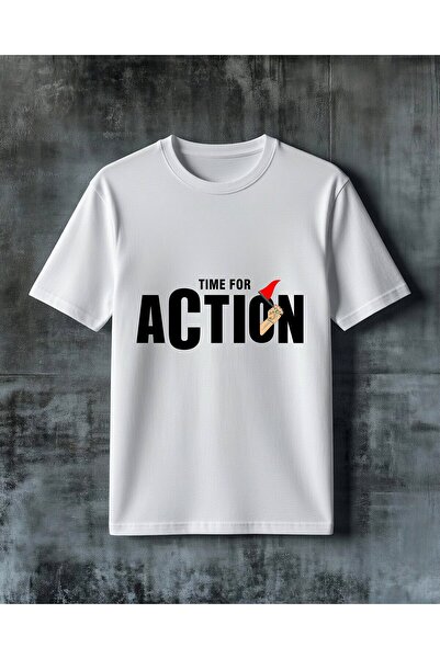 COMVİCHO Time for Action Motivation Printed Oversize T-Shirt
