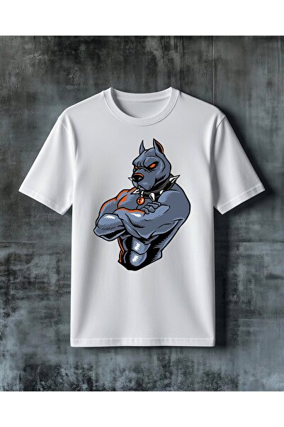 COMVİCHO Kasirga Kopek Kas Guclu Printed Oversize T-Shirt
