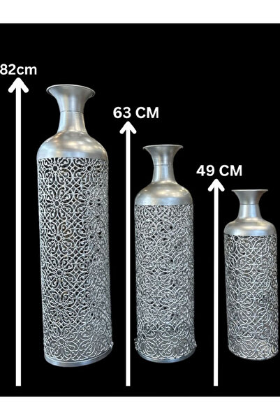 Generic Silver Iron Vases, Set of 3 Pieces