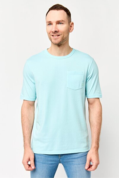 Scotch & Soda Men Crew Neck Short Sleeve Plain T-Shirt, Light Blue