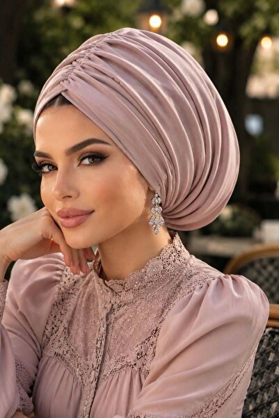 Aişe tesettür Powder Double Layer Draped Casual Bonnet