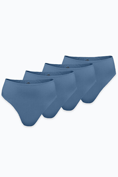 Malabadi Women's Blue 4-Pack Modal High Waist String Thong 4m178