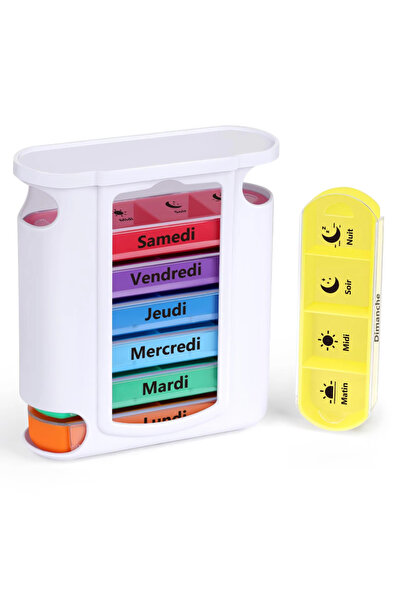 Choice1 white 1pc Weekly Pill Organizer 7 Day, Stackable 4 Times A Day Compar...