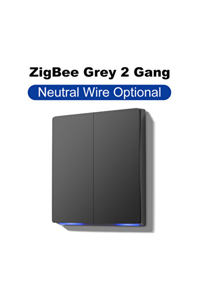 Choice7 ZigBee Grey 2 Gang GIRIER Tuya Smart ZigBee Wall Switch WiFi Smart Bu...