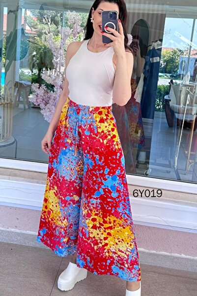 İnce Topuk Pocketed Casual Viscose Pants 6Y019