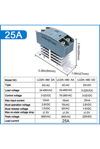 Choice5 DC-AC 25A SSR Solid State Relay 10A 25A 40A 60A 80A 100A 120A DIN Rai...