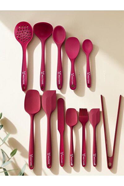 Multiamo Heat Resistant 12 Piece Silicone Spatula, Spoon, Colander, Tongs Dow...