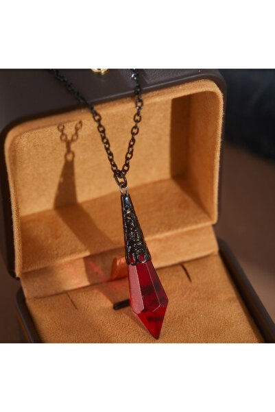 Choice1 YA4612-1B Vintage Gothic Red Color Teardrop Shaped Pendant Necklace, ...